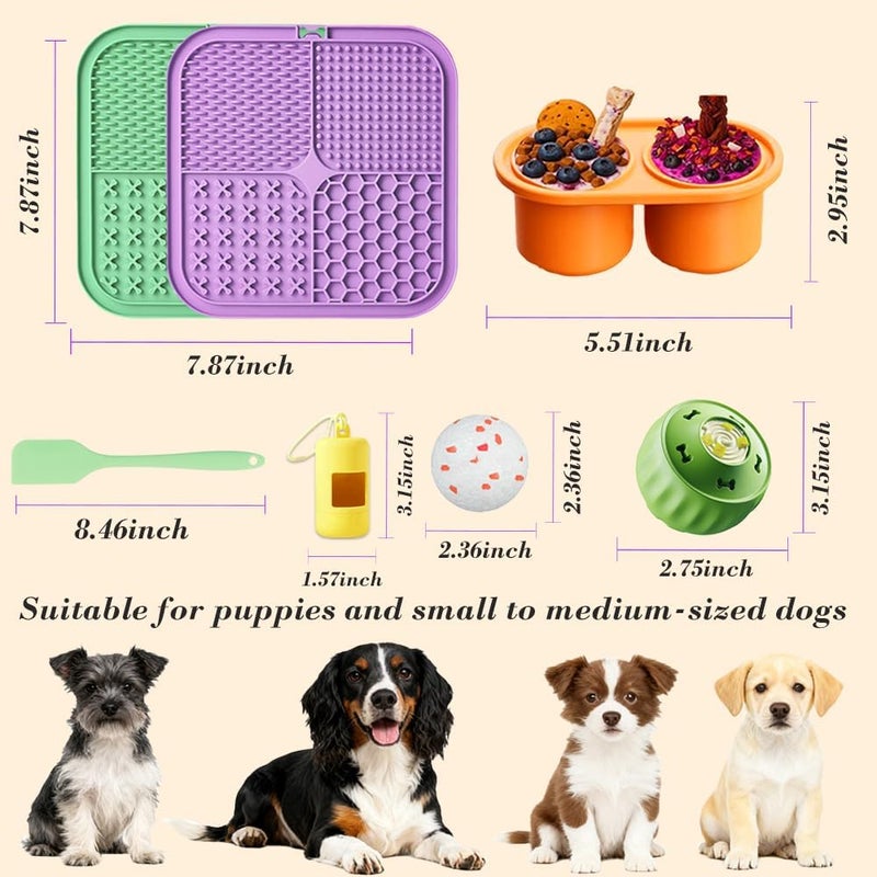 Thooaw 7.87" Dog&Cat Lick Mat with Suction Cups Set,Frozen Treat Puzzle Dispenser for Puppy,Dog Enrichment Toy Foam Ball for Anxiety Relief - Image 3